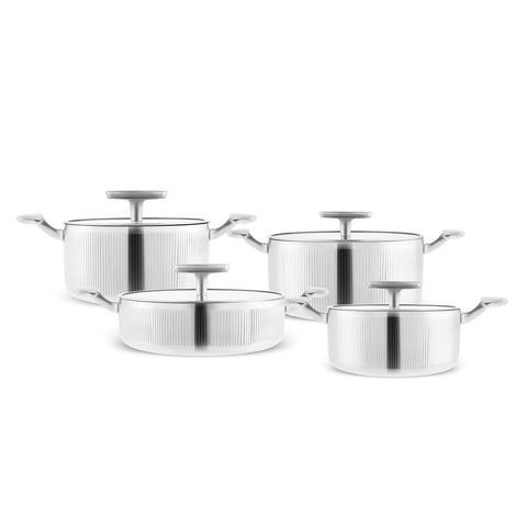 Karaca 3 Ply Rimova Glass Lid 8 Teilig Kochgeschirr Set