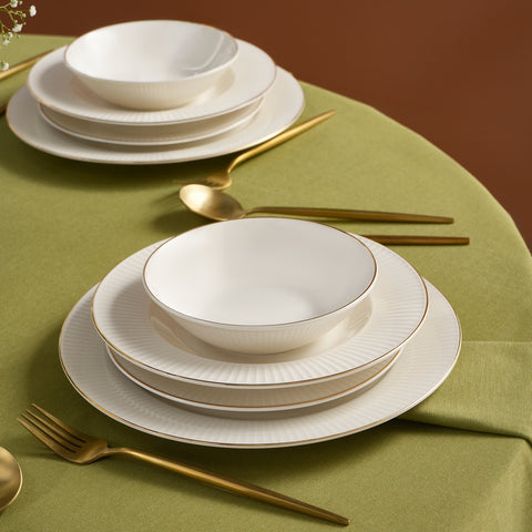Karaca Stream Bone Massimo 24 Piece Gold Dinner Set