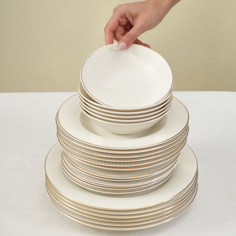 Karaca Stream Bone Massimo 24 Piece Gold Dinner Set