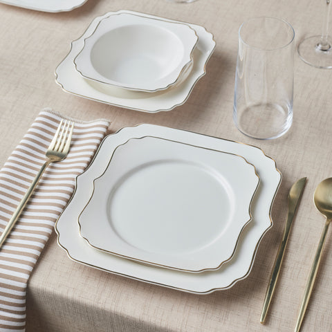 KARACA Stream Bone Vintage 24-Piece Dinner Set for 6 People, Gold