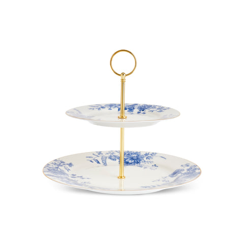 Karaca Delft 8-Piece Bone China Serveware Set for 6 People, Blue