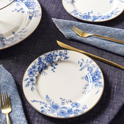 Karaca Delft 8-Piece Bone China Serveware Set for 6 People, Blue