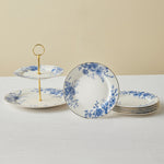 Karaca Delft 8-Piece Bone China Serveware Set for 6 People, Blue
