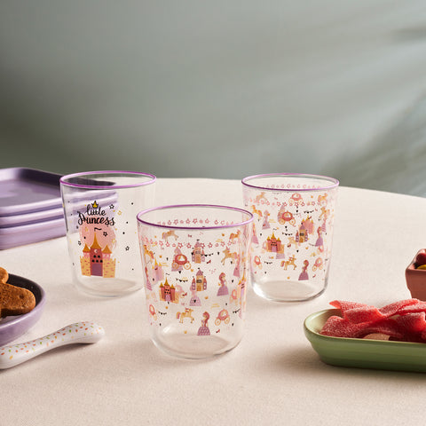Karaca Kids 3-Teiliges Glasbecher-Set Für Mädchen, Rosa