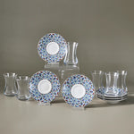 Karaca Emirgan 12-teiliges Türkisches Teeset aus Bone China für 6 Personen, 130 ml, Mehrfarbig