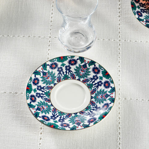 Karaca Edirne 12 Parça 6 Kişilik Bone China Türk Çay Seti, 130 ml, Çok Renkli