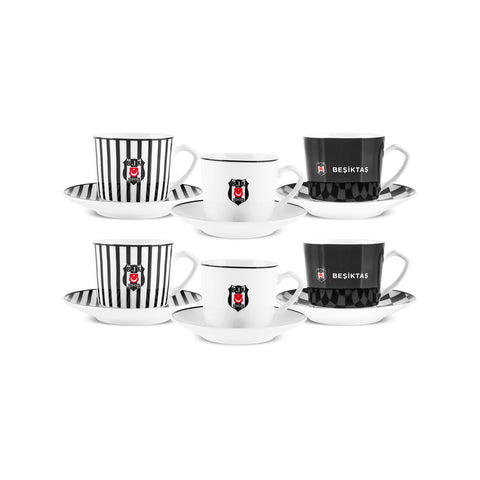 Karaca x Beşiktaş Lizenziertes 6-Personen-Kaffeetassen-Set 80 ml