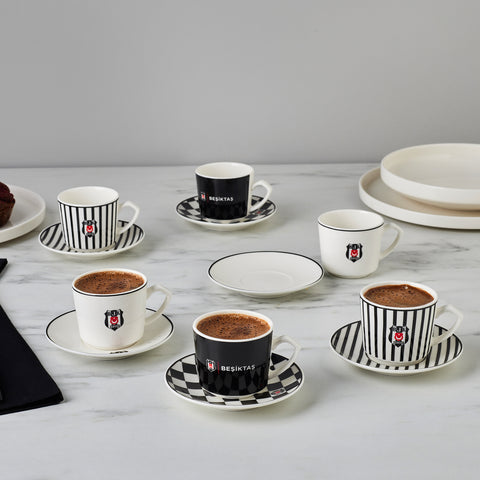 Karaca x Beşiktaş Lizenziertes 6-Personen-Kaffeetassen-Set 80 ml