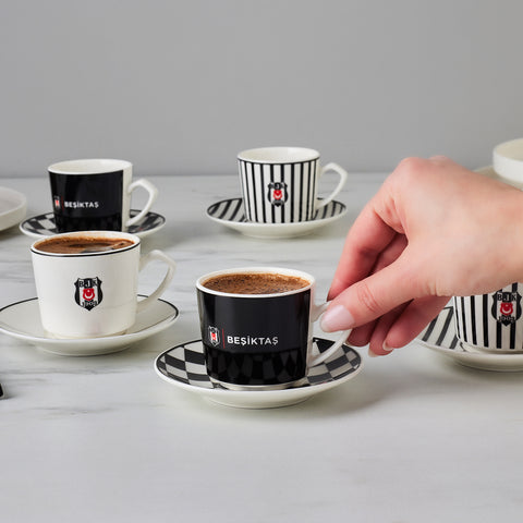 Karaca x Beşiktaş Lizenziertes 6-Personen-Kaffeetassen-Set 80 ml