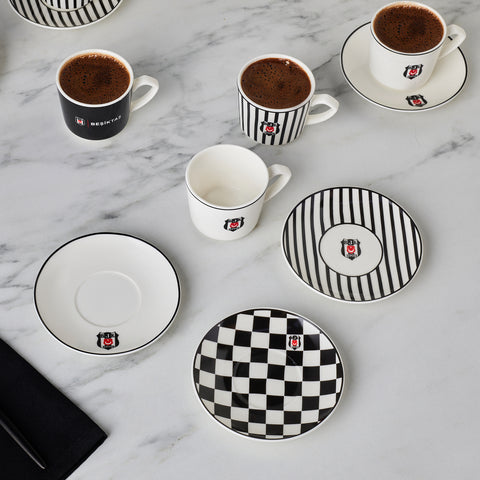Karaca x Beşiktaş Lizenziertes 6-Personen-Kaffeetassen-Set 80 ml