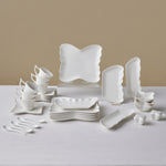 Karaca Stream Bone China Pieris 34-Piece Serveware Set for 6 People, White