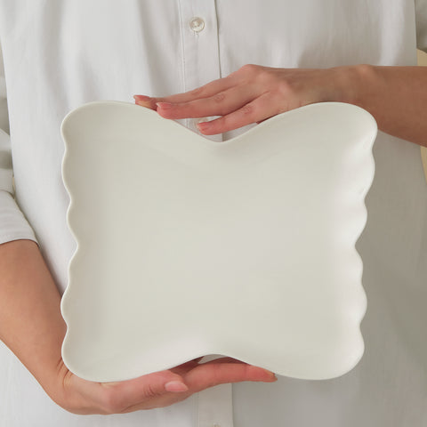 Karaca Stream Bone China Pieris 34-Piece Serveware Set for 6 People, White