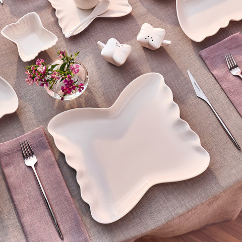 Karaca Stream Bone China Pieris 34-Piece Serveware Set for 6 People, White