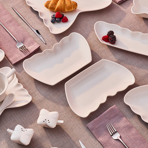 Karaca Stream Bone China Pieris 34-Piece Serveware Set for 6 People, White
