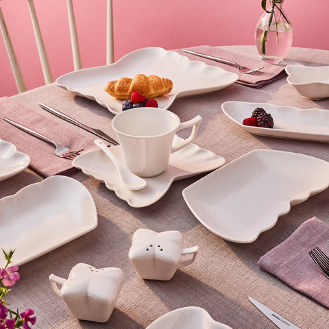 Karaca Stream Bone China Pieris 34-Piece Serveware Set for 6 People, White