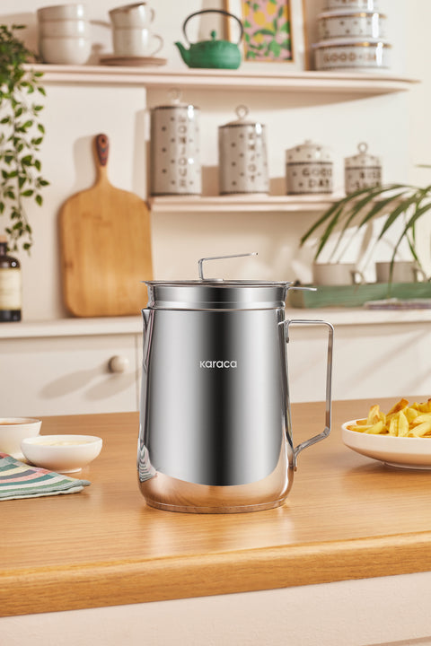 Karaca Minifry Fritteuse aus Edelstahl, 2 l, Silber
