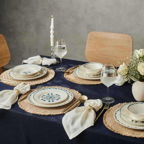 Karaca Forever Bone China Iznik 24-Piece Dinner Set for 6 People, Multi