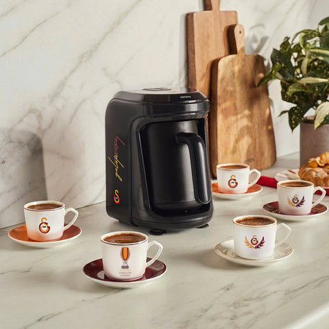 Karaca x Galatasaray Licensed Hatır Hüps Turkish Coffee Machine with Milk Function and Club Anthem