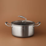 Karaca 5Ply PowerSteel 316+ Edelstahl-Induktionstopf mit Deckel, 24 cm, Silber