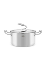 Karaca 5Ply PowerSteel 316+ Edelstahl-Induktions-Schmortopf mit Deckel, 28 cm, Silber
