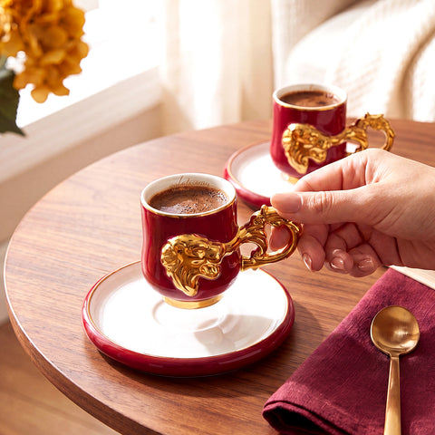 Karaca x Galatasaray Licensed 2-Person Turkish Coffee Cup Set, 90ML

