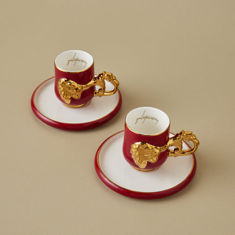 Karaca x Galatasaray Licensed 2-Person Turkish Coffee Cup Set, 90ML

