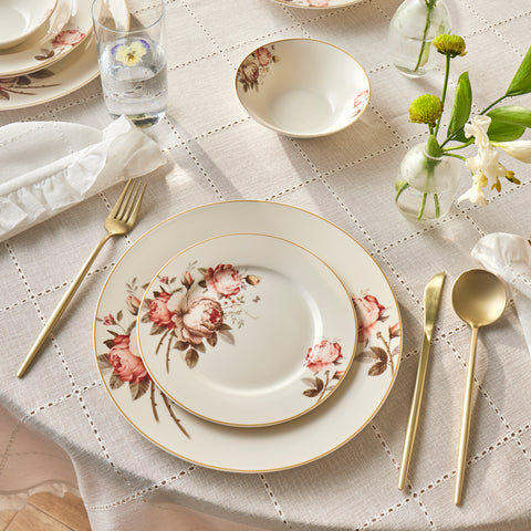Karaca Bone China Rosie 24-teiliges Tafelservice für 6 Personen, Mehrfarbig