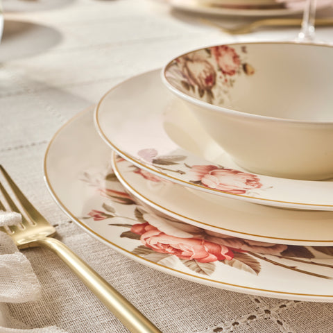 Karaca Bone China Rosie 24-teiliges Tafelservice für 6 Personen, Mehrfarbig