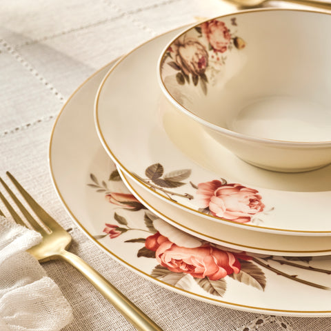 Karaca Bone China Rosie 24-teiliges Tafelservice für 6 Personen, Mehrfarbig