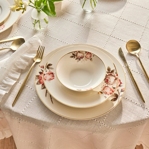 Karaca Bone China Rosie 24-teiliges Tafelservice für 6 Personen, Mehrfarbig