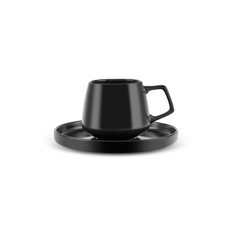 Karaca Streamline Saturn 4-Piece 2-Person Coffee Cup Set, Matte Black