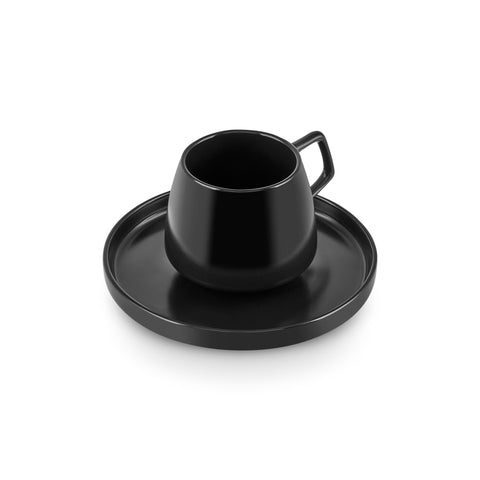 Karaca Streamline Saturn 4-Piece 2-Person Coffee Cup Set, Matte Black