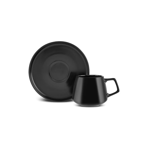 Karaca Streamline Saturn 4-Piece 2-Person Coffee Cup Set, Matte Black