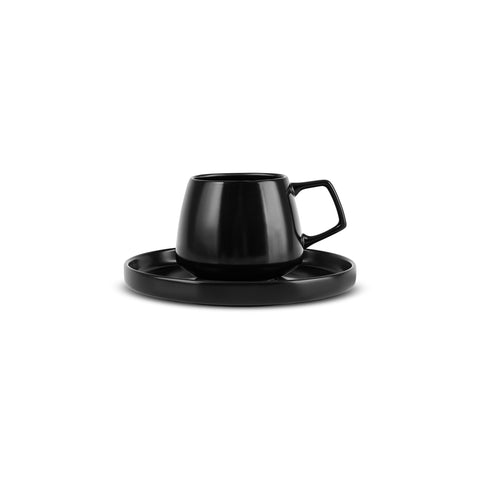 Karaca Streamline Saturn 4-Piece 2-Person Coffee Cup Set, Matte Black