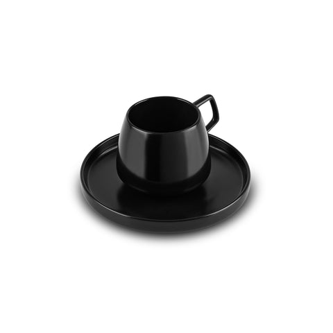 Karaca Streamline Saturn 4-Piece 2-Person Coffee Cup Set, Matte Black
