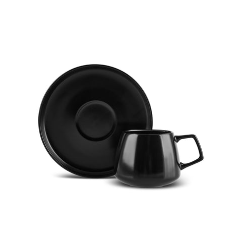 Karaca Streamline Saturn 4-Piece 2-Person Coffee Cup Set, Matte Black