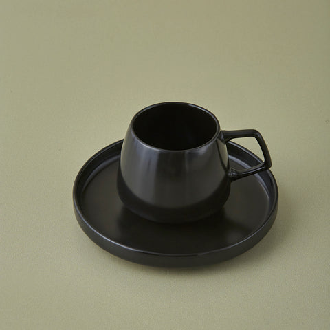 Karaca Streamline Saturn 4-Piece 2-Person Coffee Cup Set, Matte Black