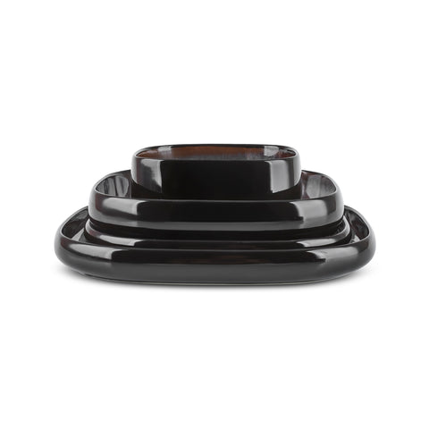 Karaca Earth Collection Galactic Shiny Black 55-Piece 12-Person Dinnerware Set