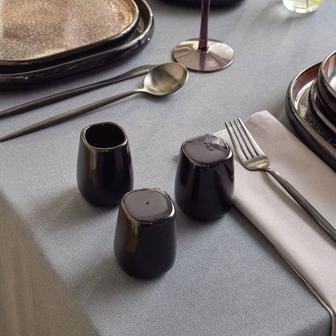 Karaca Earth Collection Galactic Shiny Black 55-Piece 12-Person Dinnerware Set