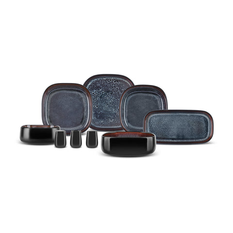 Karaca Earth Collection Galactic Shiny Black 55-Piece 12-Person Dinnerware Set