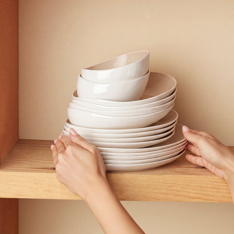 Karaca Earth Collection Rise 55-teiliges 12-Personen-Tafelservice Plus Creme