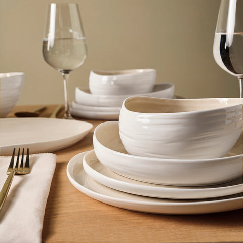 Karaca Earth Collection Rise 55-Piece 12-Person Dinnerware Set Plus Cream