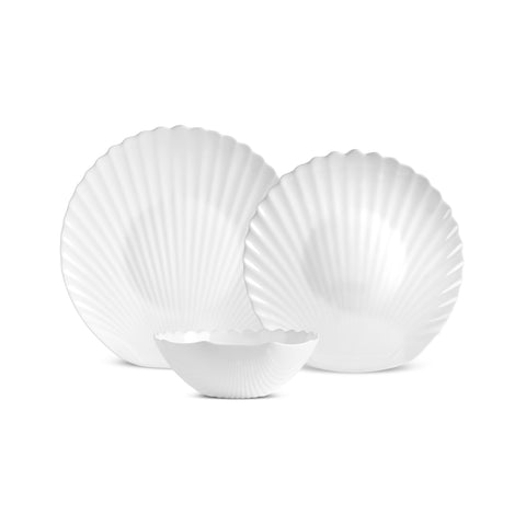 Karaca White Shell Opal Glas Tafelservice 18-teilig für 6 Personen