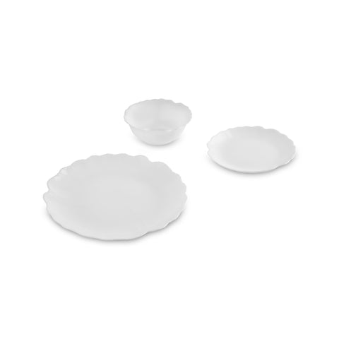 Karaca White Flower Opal Glas Tafelservice 18-teilig für 6 Personen