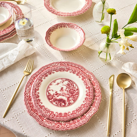 Karaca Bone China Rosie 24-teiliges Tafelservice für 6 Personen, Mehrfarbig