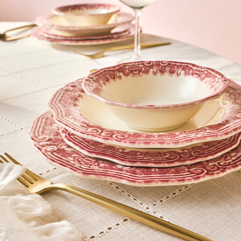 Karaca Bone China Rosie 24-teiliges Tafelservice für 6 Personen, Mehrfarbig