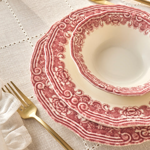 Karaca Bone China Rosie 24-teiliges Tafelservice für 6 Personen, Mehrfarbig