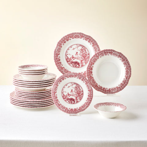 Karaca Bone China Rosie 24-teiliges Tafelservice für 6 Personen, Mehrfarbig