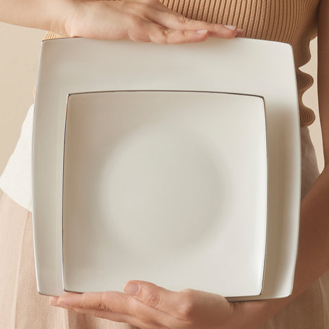 Karaca Square Bone Lucia 60-teiliges Tafelservice für 12 Personen – Gold