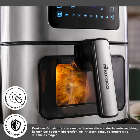 Karaca Multifry Inox XXL 7 Liter Airfryer mit digitalem Glasfenster